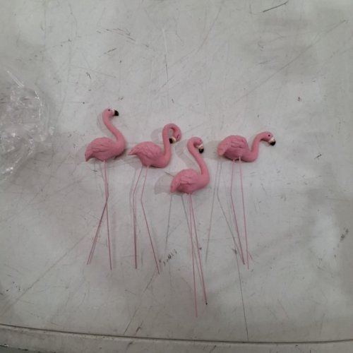 4PC MINI FLAMINGO FIGURINE STATUES - 5"- PINK image 3