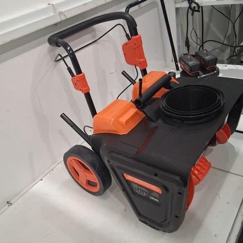 VOLTASK CORDLESS ELECTRIC BRUSHLESS SNOW BLOWER WITH BATTERIES - 20" CLEARING PATH - BLACK/ORANGE (MODEL: CSB001-200) image 5