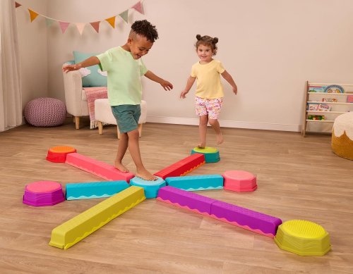 16PC B. TOYS SENSORY STEPPING BALANCE BEAMS & STONES - MULTICOLOR image 2