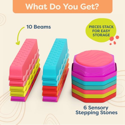 16PC B. TOYS SENSORY STEPPING BALANCE BEAMS & STONES - MULTICOLOR image 4