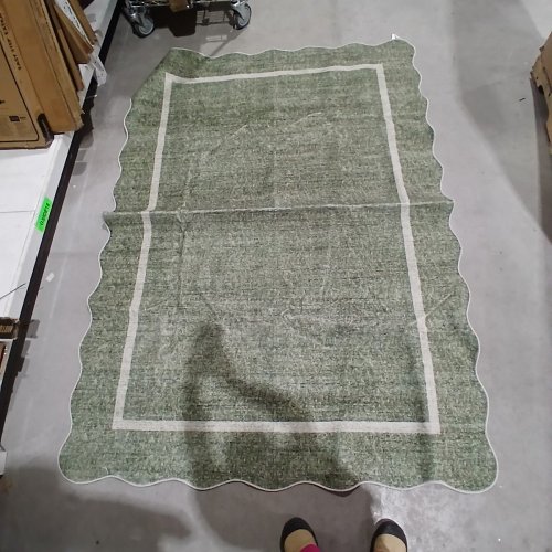GARVEE MODERN SCALLOPED NEUTRAL AREA RUG - 5FT X 7FT - GREEN image 2