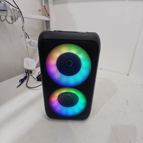 RGB PORTABLE BLUETOOTH SPEAKER KARAOKE MACHINE WITH 2 WIRELESS MICROPHONES - BLACK (MODE: T-08) image 3