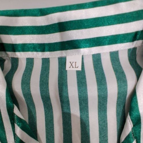 2PC WOMEN'S SILK SATIN SHORT SLEEVE BUTTON DOWN PAJAMAS SET - EXTRA LARGE - ARMY GREEN image 3