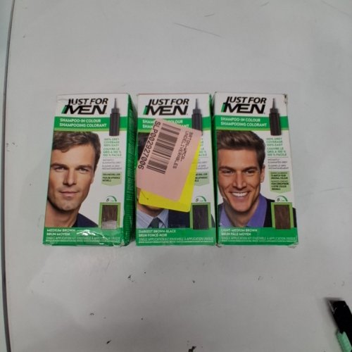 3 ASSORTED JUST FOR MEN SHAMPOO-IN HAIR COLOR- LIGHT MEDIUM BROWN/ DARKEST BROWN BLACK/ MEDIUM BROWN image 3