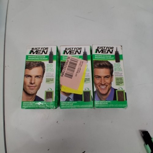 3 ASSORTED JUST FOR MEN SHAMPOO-IN HAIR COLOR- LIGHT MEDIUM BROWN/ DARKEST BROWN BLACK/ MEDIUM BROWN image 4