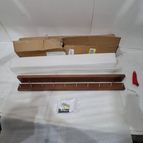 WALL-MOUNTED COAT RACK WITH HOOKS - 32" - BROWN image 3