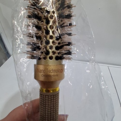 CERAMIC IONIC SYLING ROUND HAIRBRUSH - 1" - GOLD/BROWN image 3