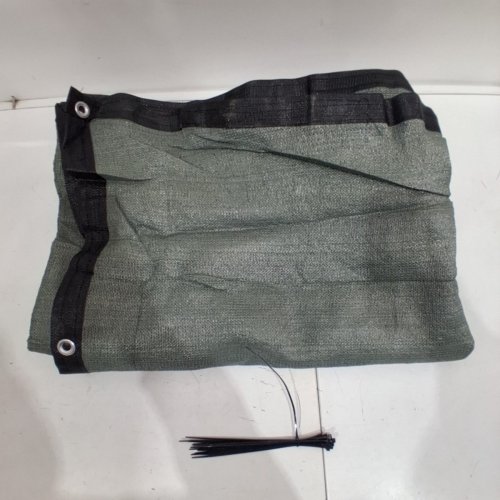 HEAVY DUTY MESH SUNSHADE PRIVACY FENCE SCREEN TARP WITH GROMMETS - 3 FT X 16 FT - GREEN BLACK image 2