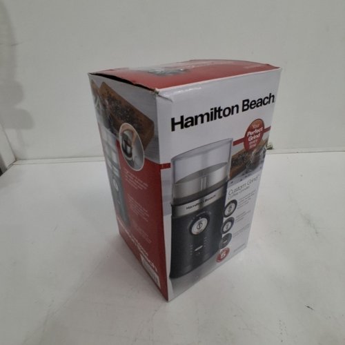 HAMILTON BEACH COFFEE GRINDER - 5 GRIND SETTINGS - BLACK / STAINLESS STEEL (MODEL: 80393RC) image 4