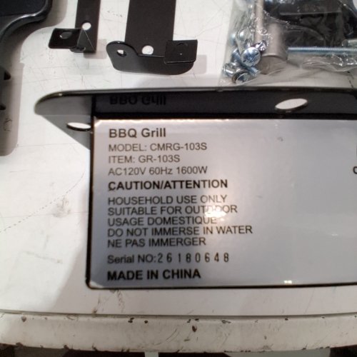 CUSIMAX ELECTRIC BBQ GRILL - 1600W - 120V - BLACK (MODEL: CMRG-103) image 2