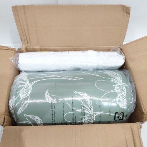7PC AMAZON BASICS LIGHTWEIGHT COMFORTER BEDDING SET - QUEEN - FLORAL MOTIFS/GREEN image 3
