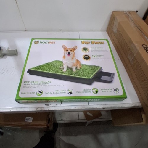 HOMPET DOG POTTY WITH LARGE DRIP TRAY - 25" X 20" - GREEN/BLACK (MODEL: HB208A) image 2