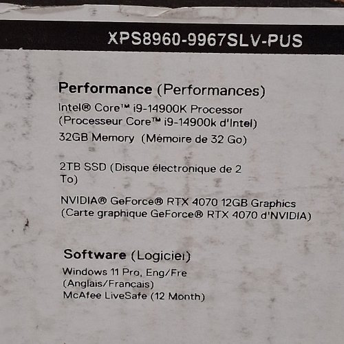 DELL XPS 8960 DESKTOP - INTEL CORE I9-14900K | 32GB DDR5 | 2TB SSD | NVIDIA RTX 4070 12GB - WHITE - (MODEL: 8960) image 4