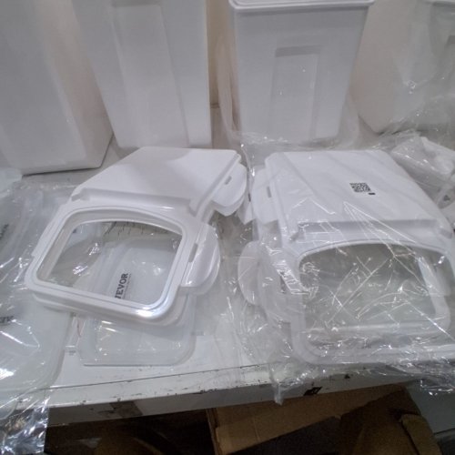 4PK RICE STORAGE CONTAINER WITH 4 MEASURING CUPS AND WHEELS - WHITE- (MODEL: F-8908-8909) image 5