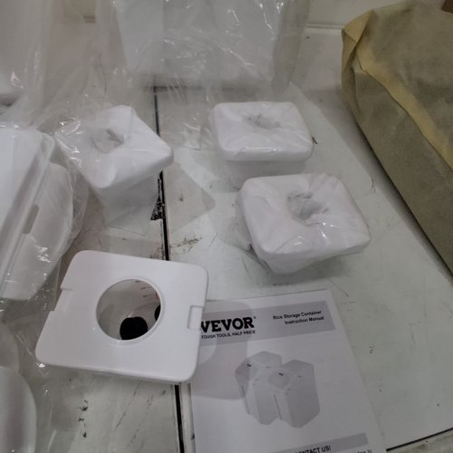 4PK RICE STORAGE CONTAINER WITH 4 MEASURING CUPS AND WHEELS - WHITE- (MODEL: F-8908-8909) image 7