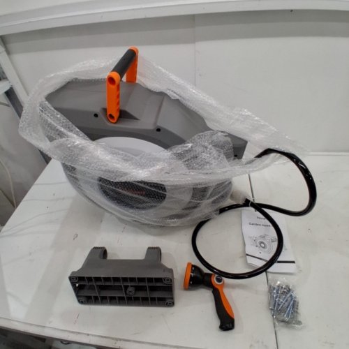 TREEWELL WALL MOUNTED HEAVY DUTY RETRACTABLE GARDEN HOSE REEL - 1/2" X 100FT - GREY/ORANGE (MODEL:‎ TRHR04) image 2