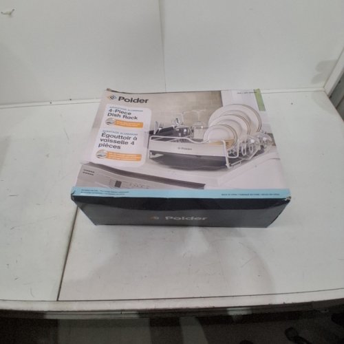 4PC POLDER ADVANTAGE ALUMINUM DISH RACK - 20.6" × 14" × 6.9" - GREY/BLUE (MODEL: 1966478/KTH-6350CN) image 4
