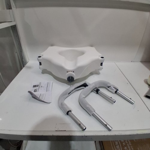 RAISED TOILET SEAT WITH ALUMINUM HANDRAILS - 5" RAISED - OFF-WHITE (MODEL: SC7060B) image 2