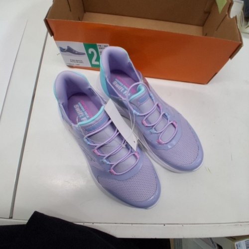 GIRLS SKECHERS SNEAKERS - SIZE 2 - LAVENDER, TEAL, PINK AND WHITE (STYLE: 2001659) image 2