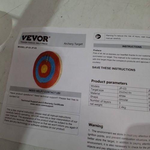 VEVOR SOLID 3 LAYER STRAW HANGING ARCHERY TARGET - 20" - RED/YELLOW/BLUE (MODEL: JP-03) image 3