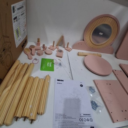11PC OOOK KIDS VANITY TABLE AND CHAIR SET WITH ACCESSORIES - 20" X 14" X 35" - PINK (MODEL: BCOK017) image 3
