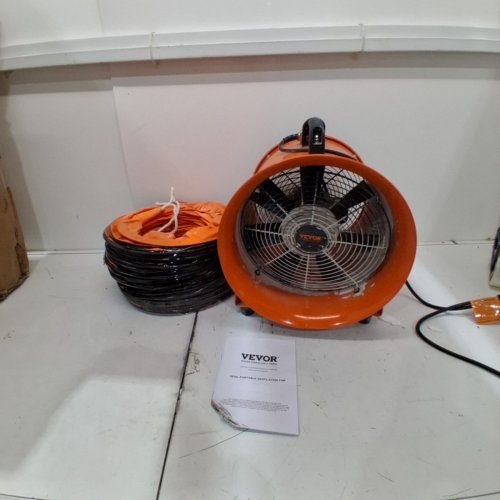 HEAVY DUTY PORTABLE VENTILATOR WITH FLEXIBLE AIR DUCT - 12" / 558W - ORANGE/BLACK (MODEL: BT-SHT12A-U(S)5) image 3