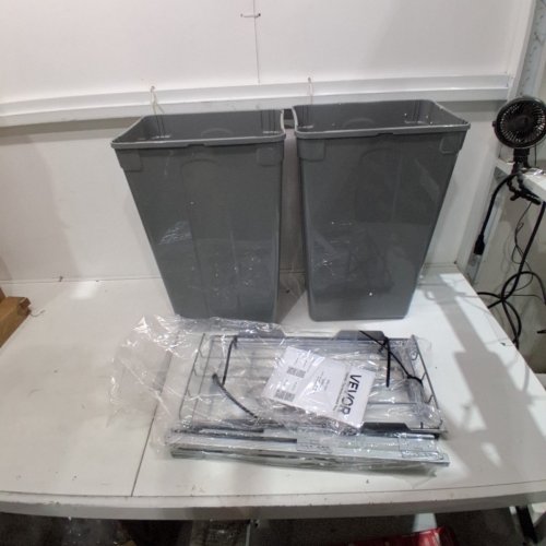 2PK VEVOR PULL OUT TRASH CANS - 27QT - GREY (MODEL: CH-LS27L02) image 2