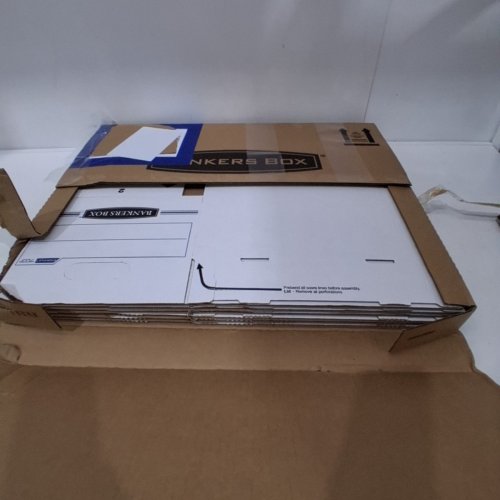 6PK BANKERS BOX STORAGE FILE BOXES - 16.25" X 12.5" X 10.5" - WHITE/BLUE (MODEL: 70325) image 2