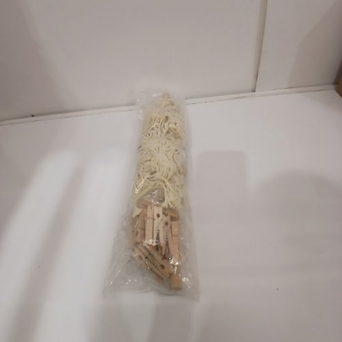 DECORATIVE HANGING BOHO STYLE MACRAME WALL DECOR WITH FAIRY LIGHTS & CLOTHES PINS - CREAM image 3