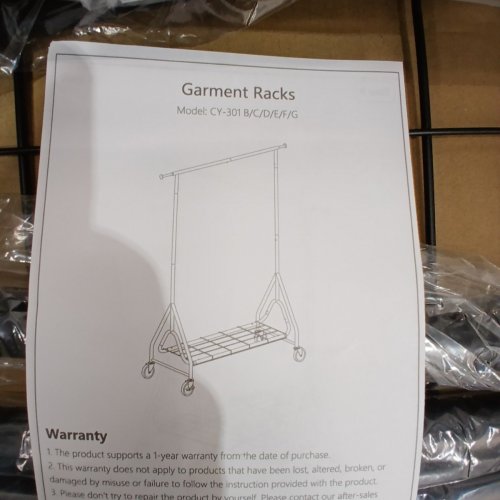 JIEJIERUI HEAVY DUTY CLOTHING RACK WITH WHEELS - 450LBS CAP - 66" X 43" TO 63" X 19" - BLACK (MODEL: CY-301B) image 5