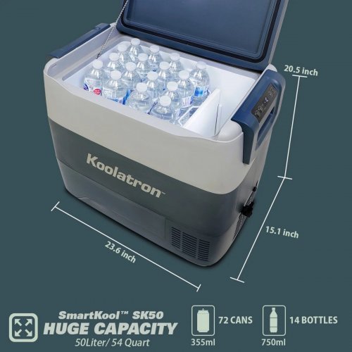 KOOLATRON 12V PORTABLE FREEZER/REFRIGERATOR WITH BLUETOOTH - 54 QT - GREY image 3