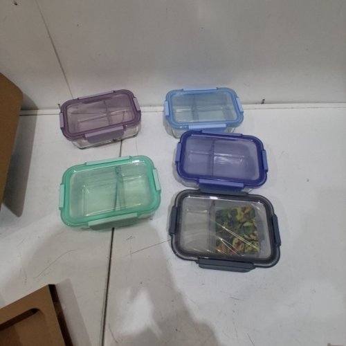 10PC ELLO COLOUR LOCK DIVIDED GLASS MEAL PREP SET - 800ML - MULTICOLOUR (MODEL: 1901809) image 2