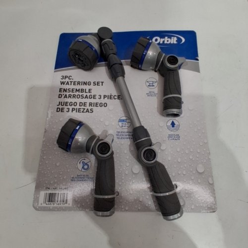 3PC ORBIT MULTI-PATTERN WATERING NOZZLES WITH TELESCOPIC WAND - 19" TO 24" - BLUE/GREY (MODEL: 1933983) image 2