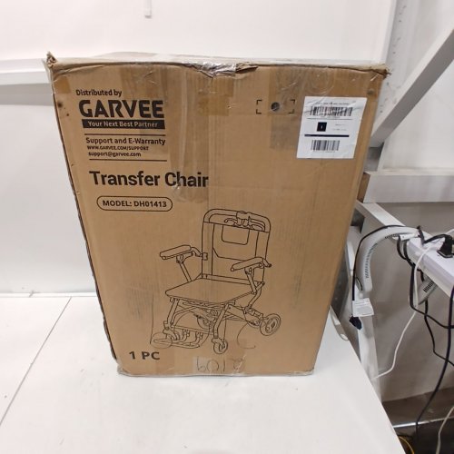 GARVEE ULTRA-LIGHT PORTABLE FOLDING TRANSFER WHEELCHAIR WITH HANDBRAKES - 220LBS MAX - BLACK (MODEL: DH01413) image 4