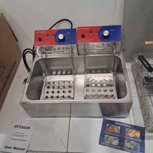 HTTSICHI COMMERCIAL FOOD FRYER - 110-120 V, 3400W - 23" × 17.7" × 11.6" - STAINLESS STEEL (MODEL: SZ-831) image 2