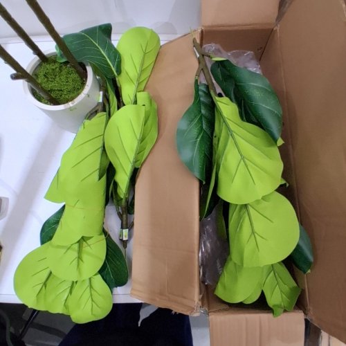 OAKRED REALEAF ARTIFICIAL FIDDLE LEAF FIG TREE WITH WHITE PLANTER - 5FT - BROWN/GREEN/WHITE image 3