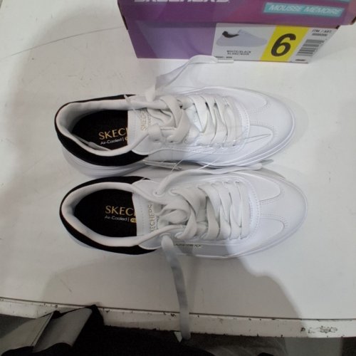 WOMEN'S SKECHERS CORDOVA SNEAKER SHOES - 6 - WHITE/BLACK (STYLE: 9886006) image 3