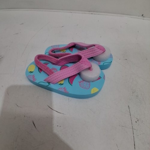 TODDLER FRUIT PRINT FLIP-FLOP SANDALS - SIZE 23 (6/7) - TURQUOISE AND PINK image 2