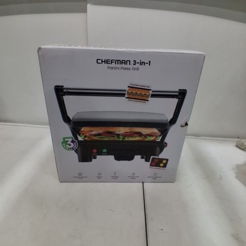 CHEFMAN 3-IN-1 GRILL & PANINI PRESS - STAINLESS STEEL (MODEL: RJ02-180-4) image 7