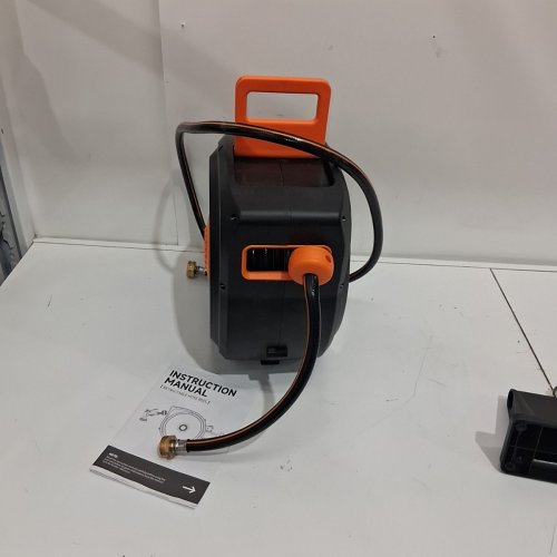 HONGMAI RETRACTABLE HOSE REEL WITH 10 PATTERN NOZZLE -50FT - BLACK / ORANGE image 5