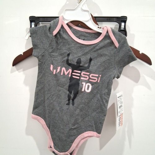 BABY'S MESSI BODYSUIT ONESIE - 12-18M - HEATHER CHARCOAL/PINK (STYLE: M5610DBOW-C021) image 2