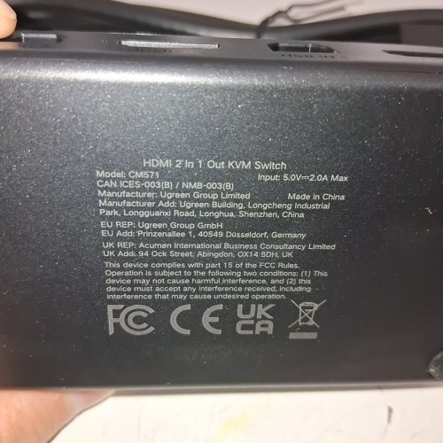 6PC UGREEN HDMI KVM SWITCH 1 MONITOR 2 COMPUTERS - BLACK (MODEL: CM571 ) image 3