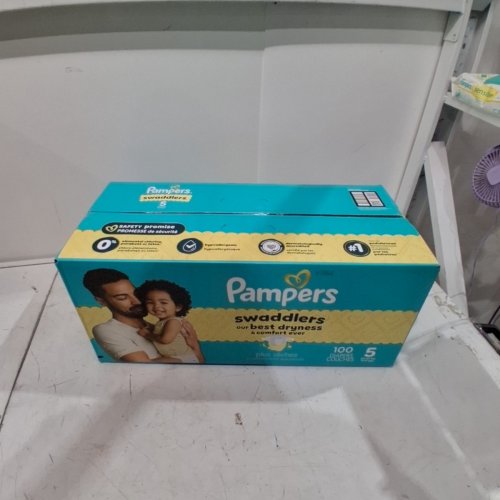 100PK PAMPERS SWADDLERS 100% LEAKPROOF DISPOSABLE BABY DIAPERS - SIZE 5 image 2