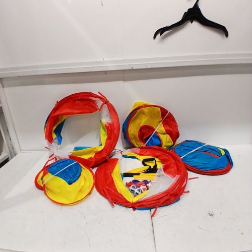 KIDS 4 IN 1 POP UP PLAY TENT WITH TUNNEL - RED/GREEN/BLUE image 2