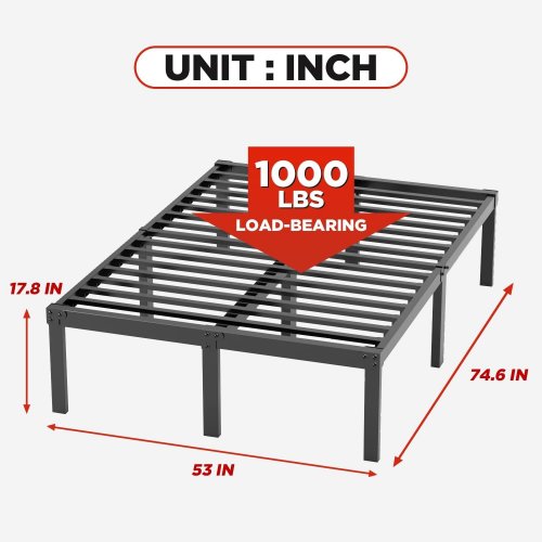 FDW ELEVATED METAL PLATFORM BED FRAME - 18" FULL - BLACK - (MODEL: BF-F-304-BLACK) image 2