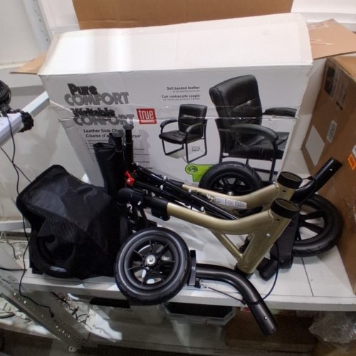 WALK MATE ROLLATOR WALKER WITH CUP HOLDER - 8" WHEELS - 300LB MAX CAPACITY - GOLD‎ (MODEL:‎WM02060-GD) image 3