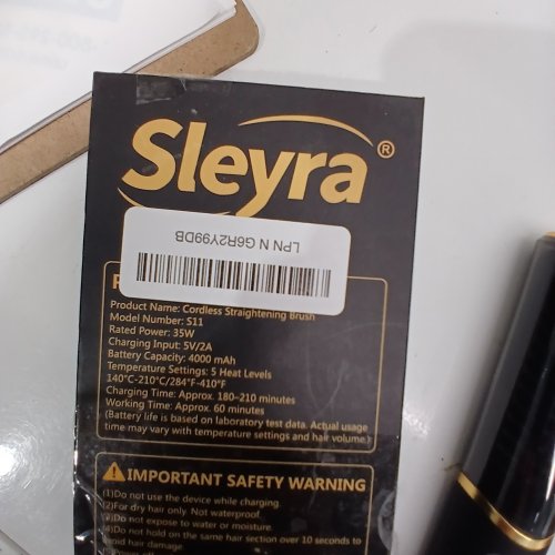 SLEYRA CORDLESS HAIR STRAIGHTENER BRUSH - 35W, 4000MAH - BLACK AND GOLD (MODEL: S11) image 2