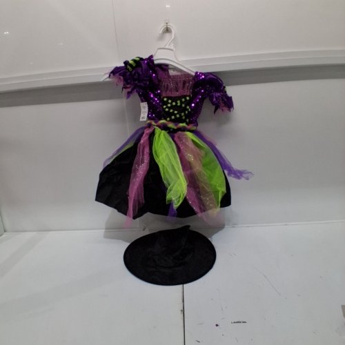 2PC GIRL'S PARTYHOLIC WITCHY WITCH COSTUME SET - MEDIUM 8/10 - BLACK / PURPLE / GREEN image 2