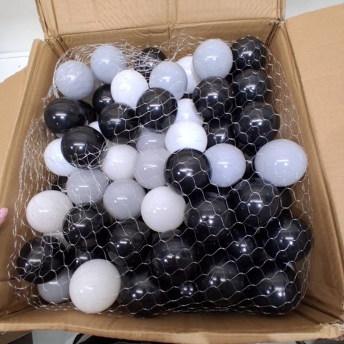 70PK PLAYMATY BALL PIT BALLS - 2.36" - BLACK/WHITE/GREY - (MODEL: HYQ005-BWG-6-70-CA) image 2