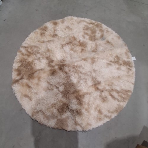 FAUX FUR ULTRA FLUFFY ROUND AREA RUG - 5FT - BEIGE / BROWN image 2